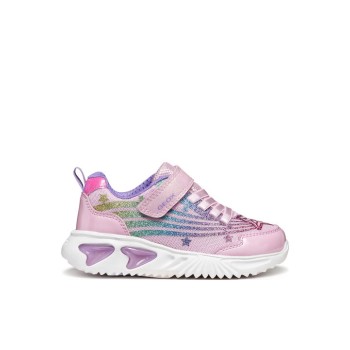 GEOX ASSISTER ΠΑΙΔΙΚΑ SNEAKERS ΑΝΑΤΟΜΙΚΑ ΜΕ ΦΩΤΑΚΙΑ ΡΟΖ  J56E9B0ASKNC8206 
